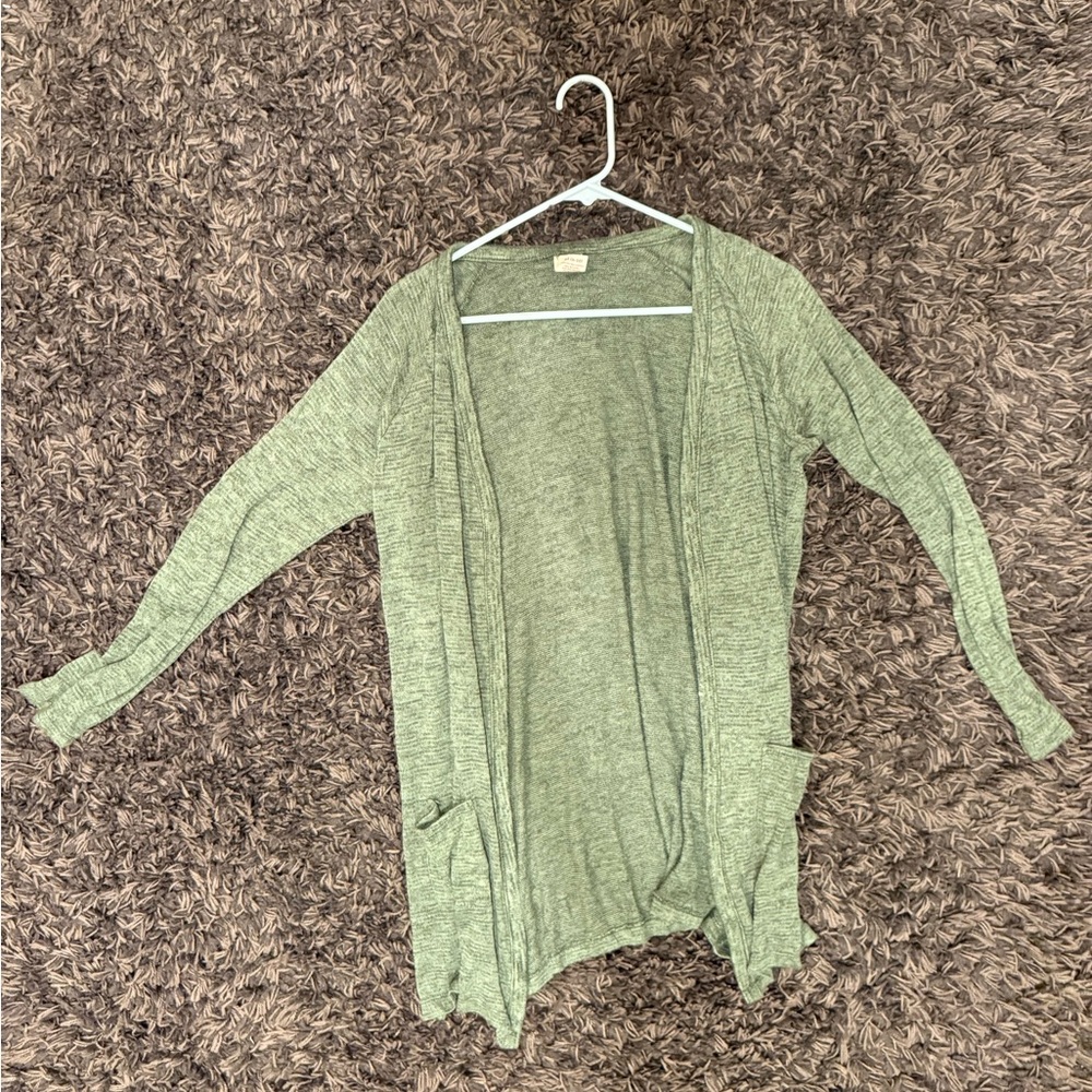 Faded Glory Light Green Open Cardigan